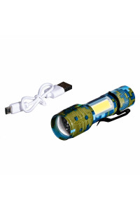 Фонарик тактический с USB зарядкой, в боксе (хаки)