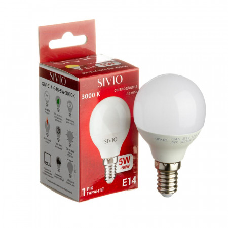 Led лампа Sivio 5Вт G45 теплая белая E14 3000K