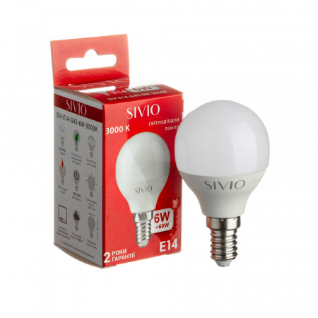 Led лампа Sivio 6Вт G45 теплая белая E14 3000K