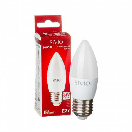 Led лампа Sivio 6Вт C37 теплая белая E27 3000K