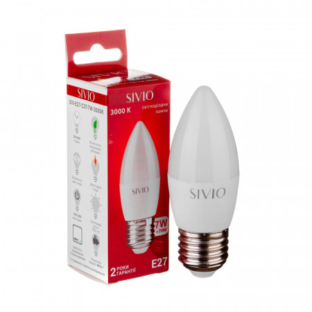 Led лампа Sivio 7Вт C37 теплая белая E27 3000K