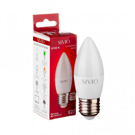 Led лампа Sivio 7Вт C37 нейтральная белая E27 4100K