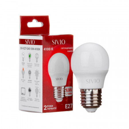 Led лампа Sivio 10Вт G45 нейтральная белая E27 4100K