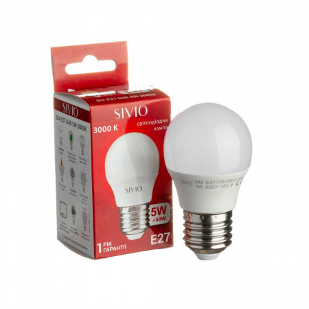 Led лампа Sivio 5Вт G45 теплая белая E27 3000K