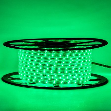 Мигающая led лента 220 В зеленая smd 2835 48led/м 6Вт/м IP65, 1м