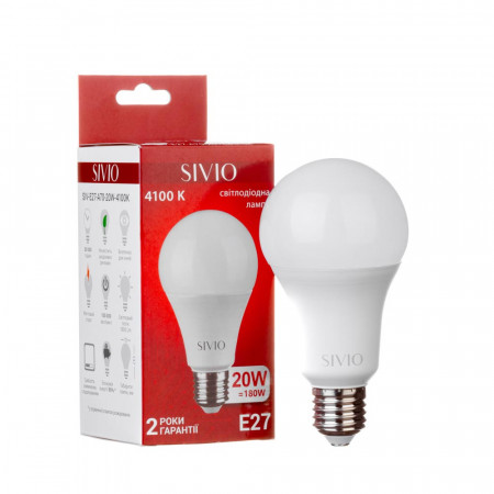 Led лампа Sivio 20Вт A70 нейтральная белая E27 4100K